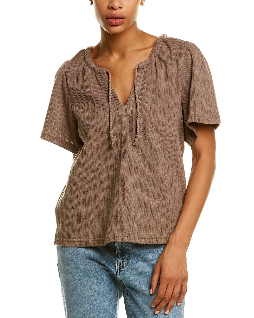 MADEWELL POINTELLE TIE-NECK TUNIC TOP