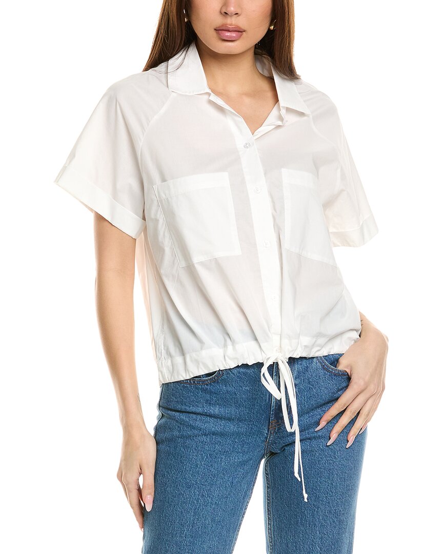 Lna Alpine Linen-blend Button-up Shirt In White