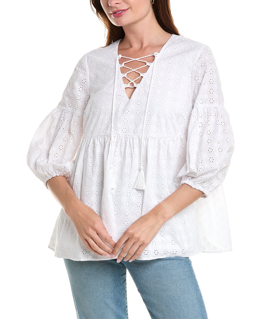 Shop Brooks Brothers Eyelet Blouse In White