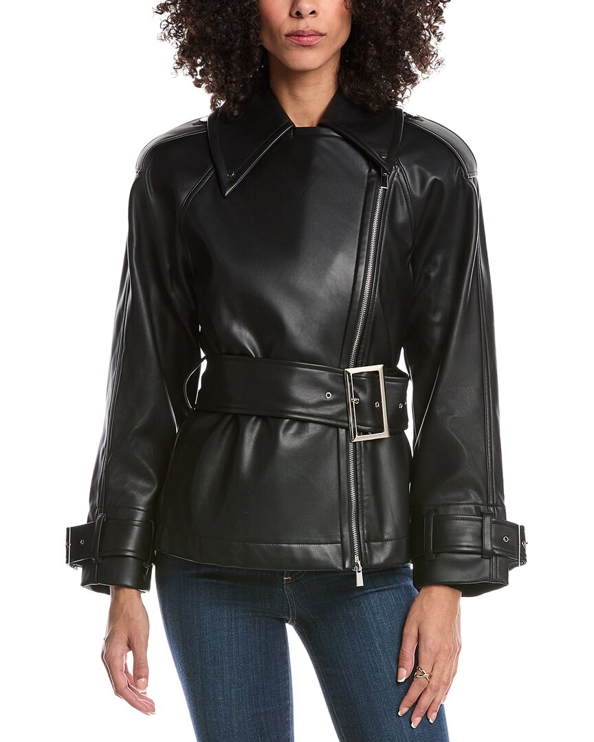 Toccin Brando Belted Biker Jacket In Black