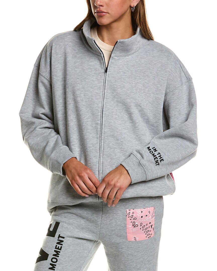 Vintage Havana Mock Neck Zip-up Jacket In Grey