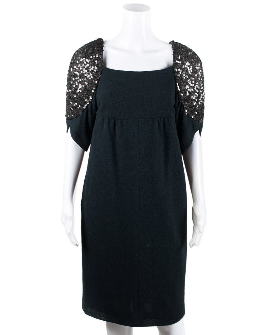 Pre-owned Chanel Sequined Silk-lined Wool Dress, Size Fr 40, Nwt (authentic )