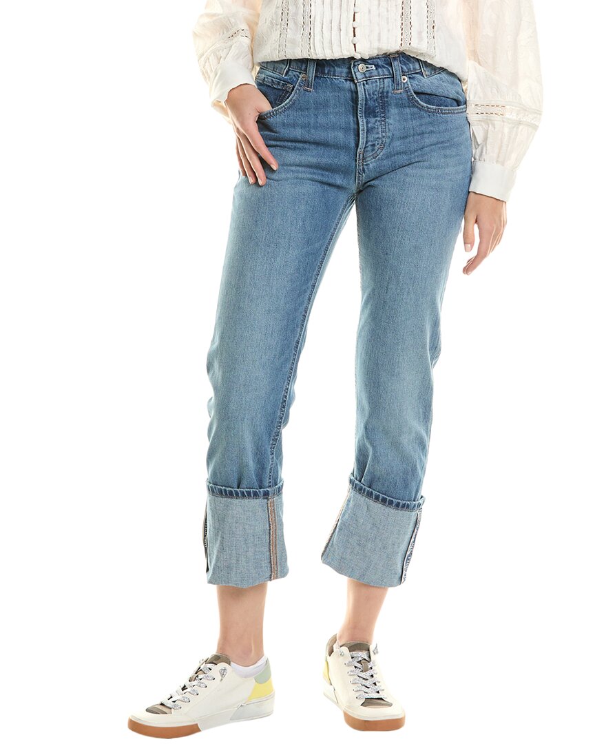 Free People Slim Shade Selvedge Straight Jeans In True Blue In Blue