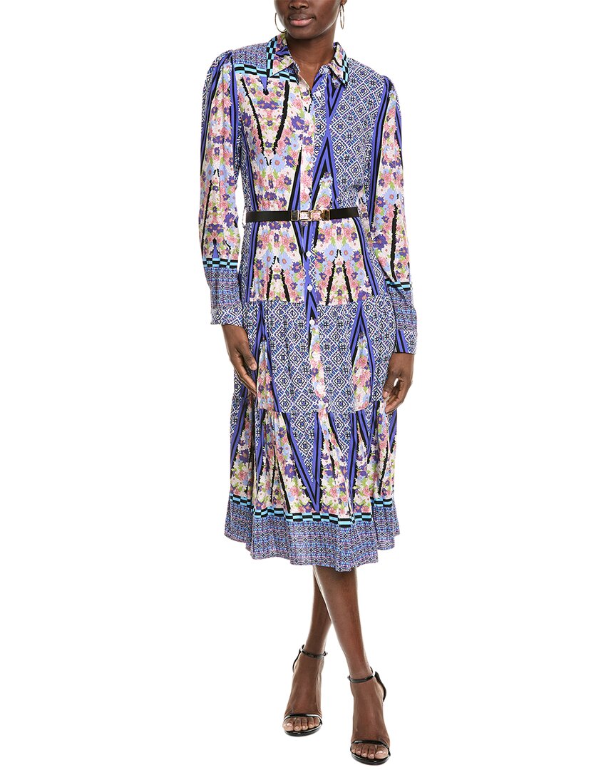 Gracia A-line Buckle Belt Midi Dress In Purple