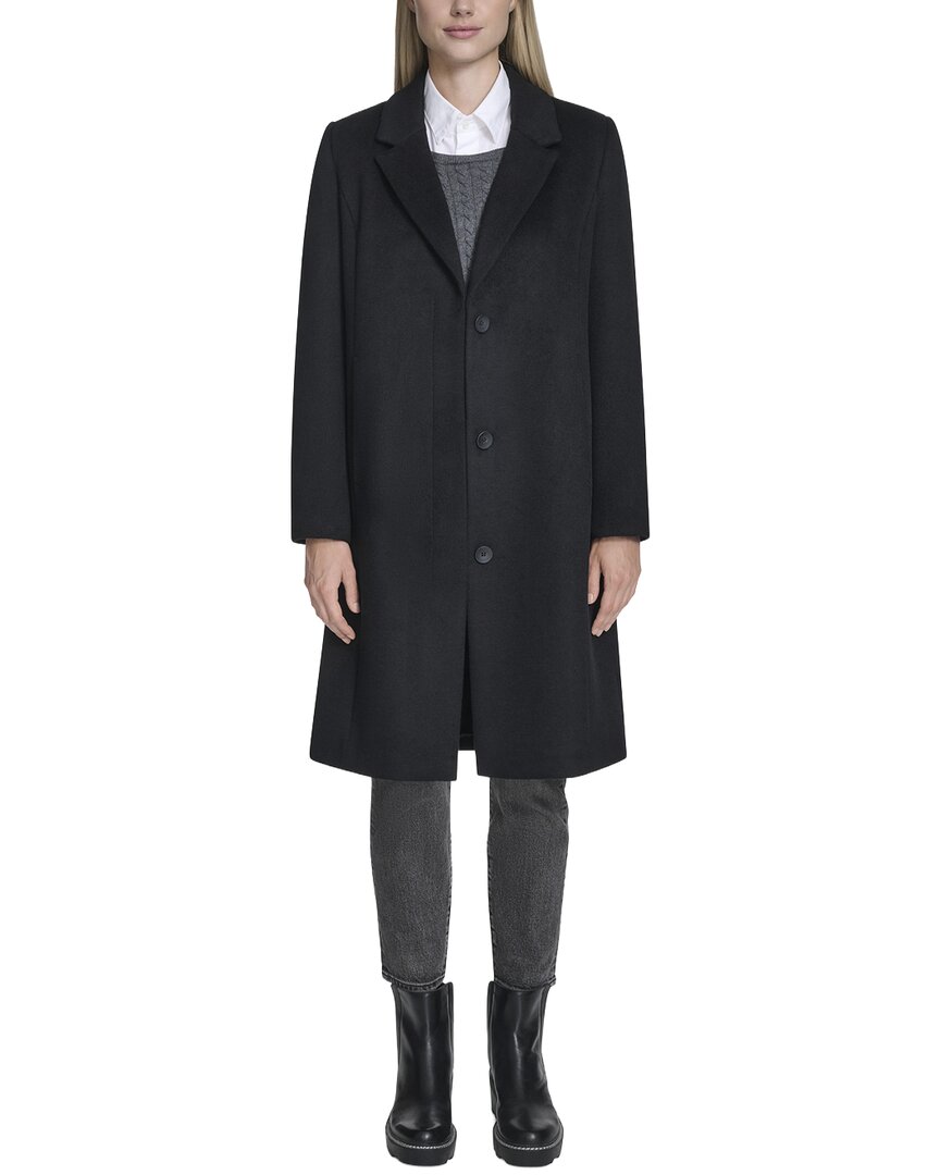 Cole Haan Slick Wool-blend Coat In Black