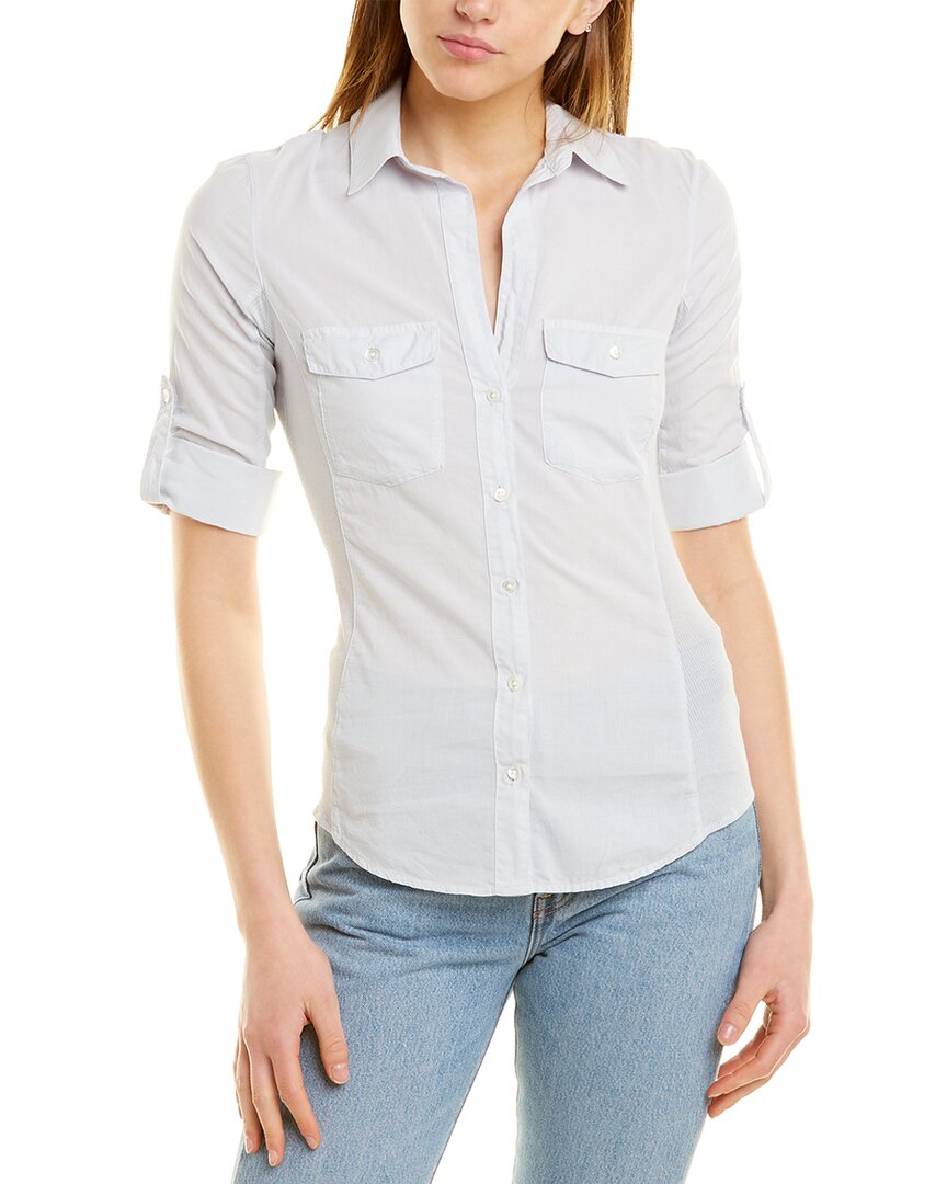 James Perse Contrast Panel Blouse In Gray
