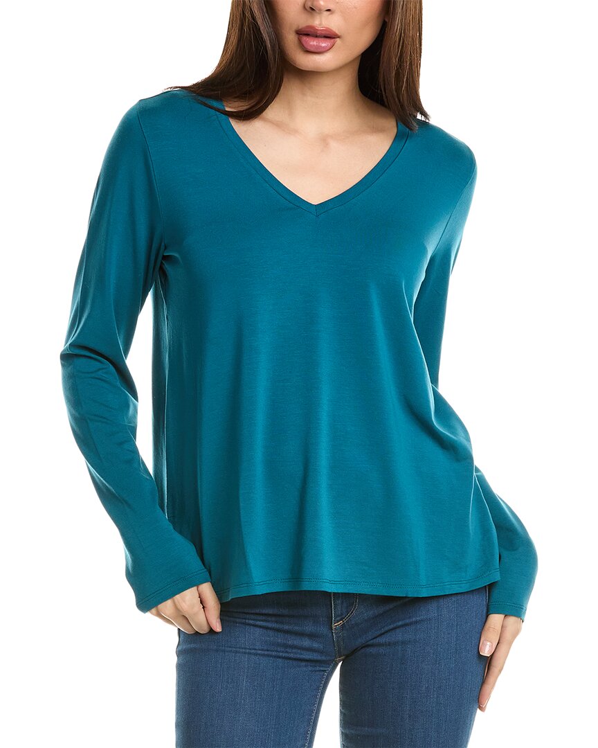 Eileen Fisher V-neck Top In Blue