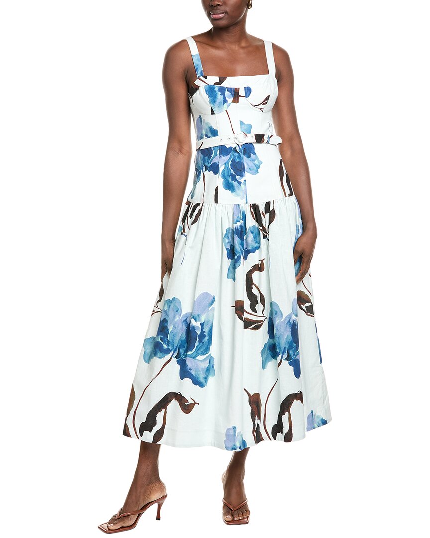 Nicholas Lidia Bustier Drop Waist Dress In White