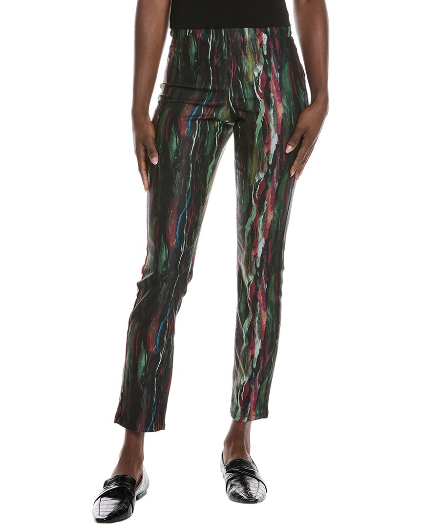 Joseph Ribkoff Abstract Print Classic Pant In Black Multi In Green
