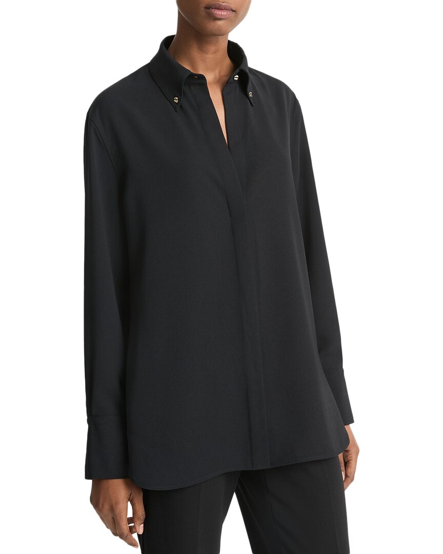 Vince Jewel Collar Point Shirt In Black