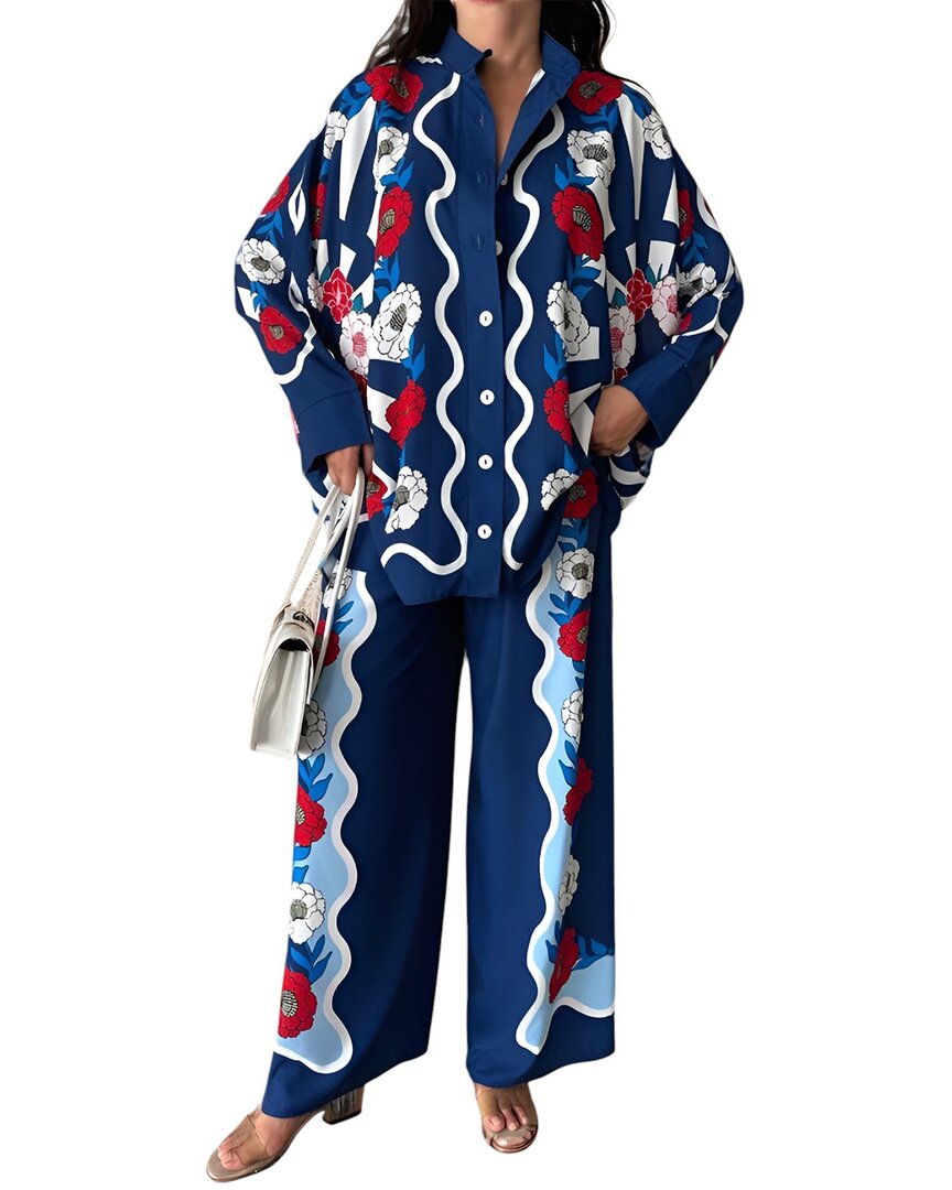 Wellway 2pc Blouse & Pant Set