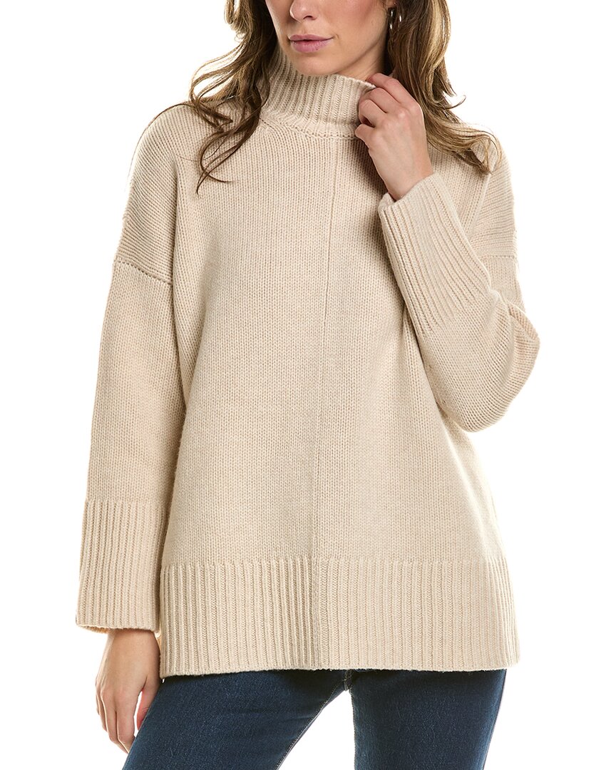 Shop Vince Trapeze Turtleneck Wool & Cashmere-blend Sweater In Brown