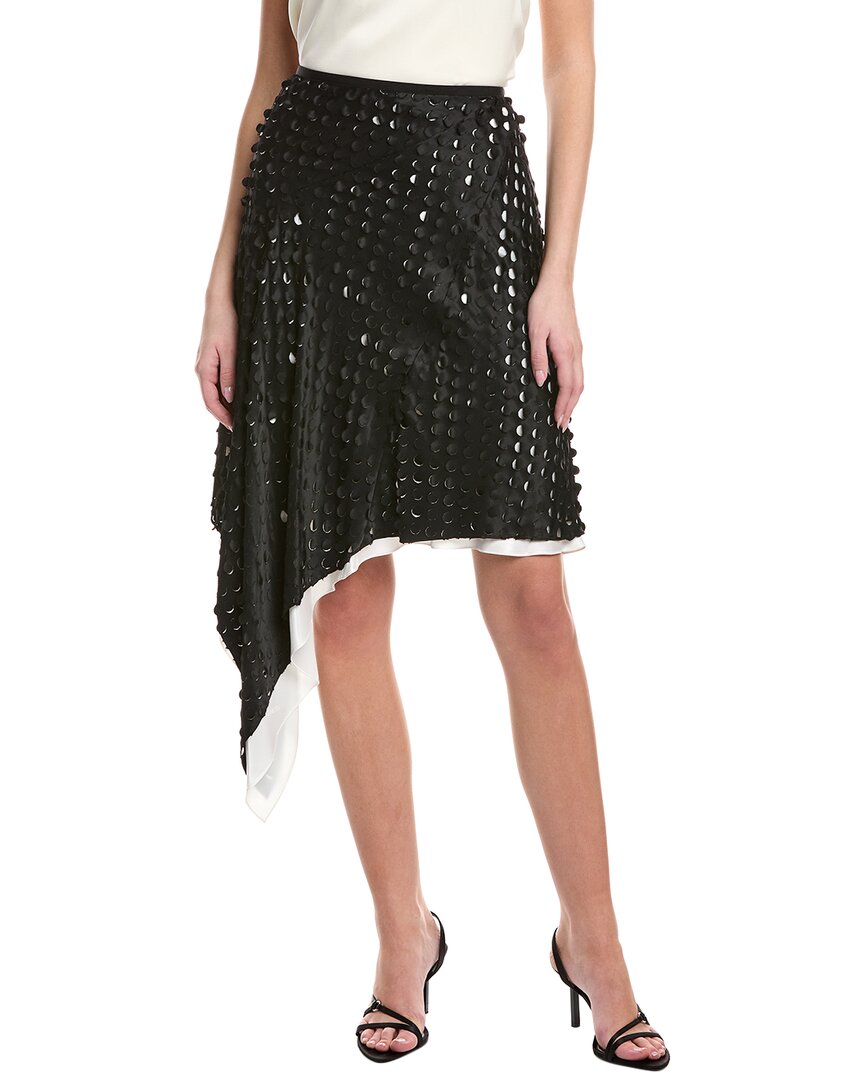 Helmut Lang Hole-punched Scarf Hem Skirt In Black