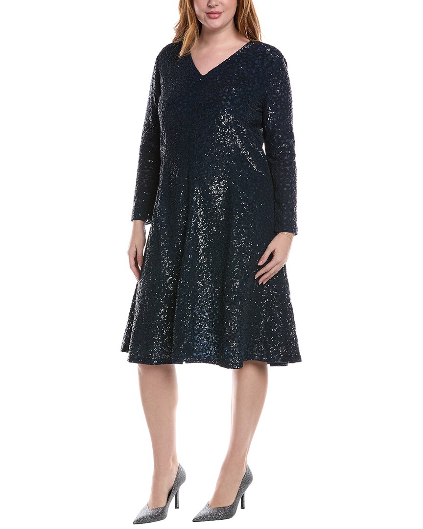 Shop Michael Kors Collection Sequin Flare Midi Dress In Blue