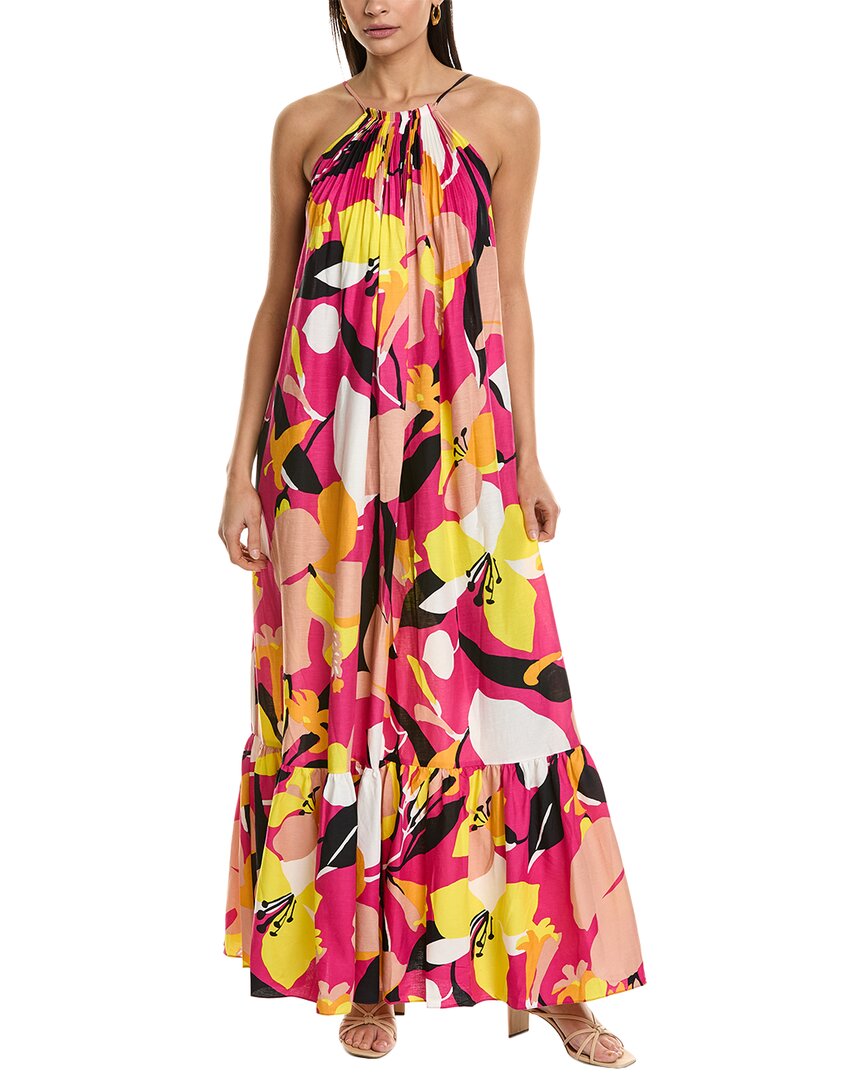 Shop Ted Baker Strappy Linen-blend Maxi Dress In Pink