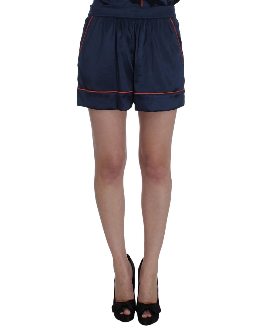 Dolce & Gabbana Blue Silk Stretch Sleepwear Shorts In Blue