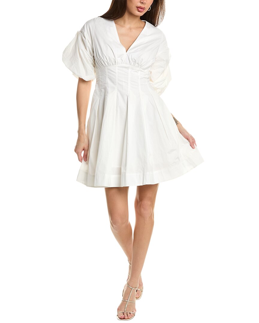 Shop Beulah Puff Sleeve A-line Dress In White