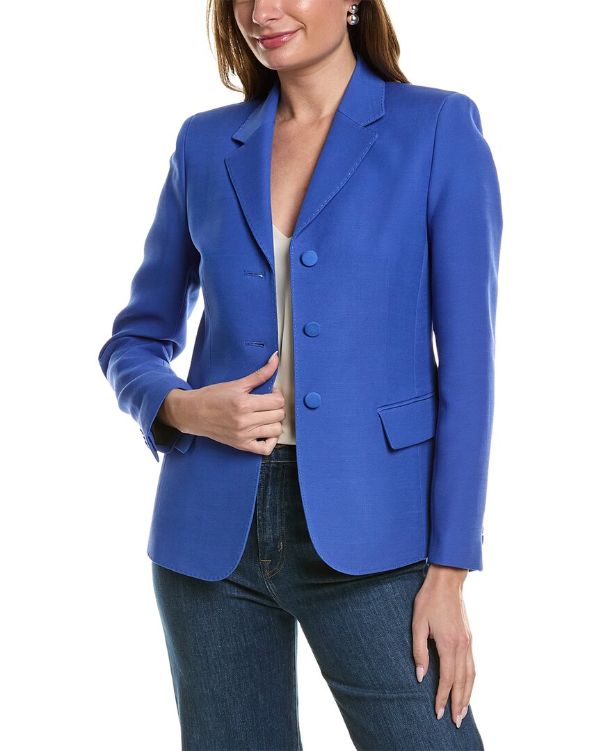 Lafayette 148 New York Academy Wool & Silk-blend Blazer In Blue