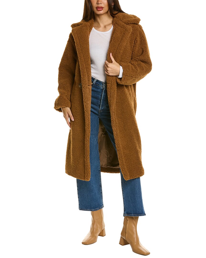 Plus Taupe Maxi Length Wool Look Double Breasted Coat