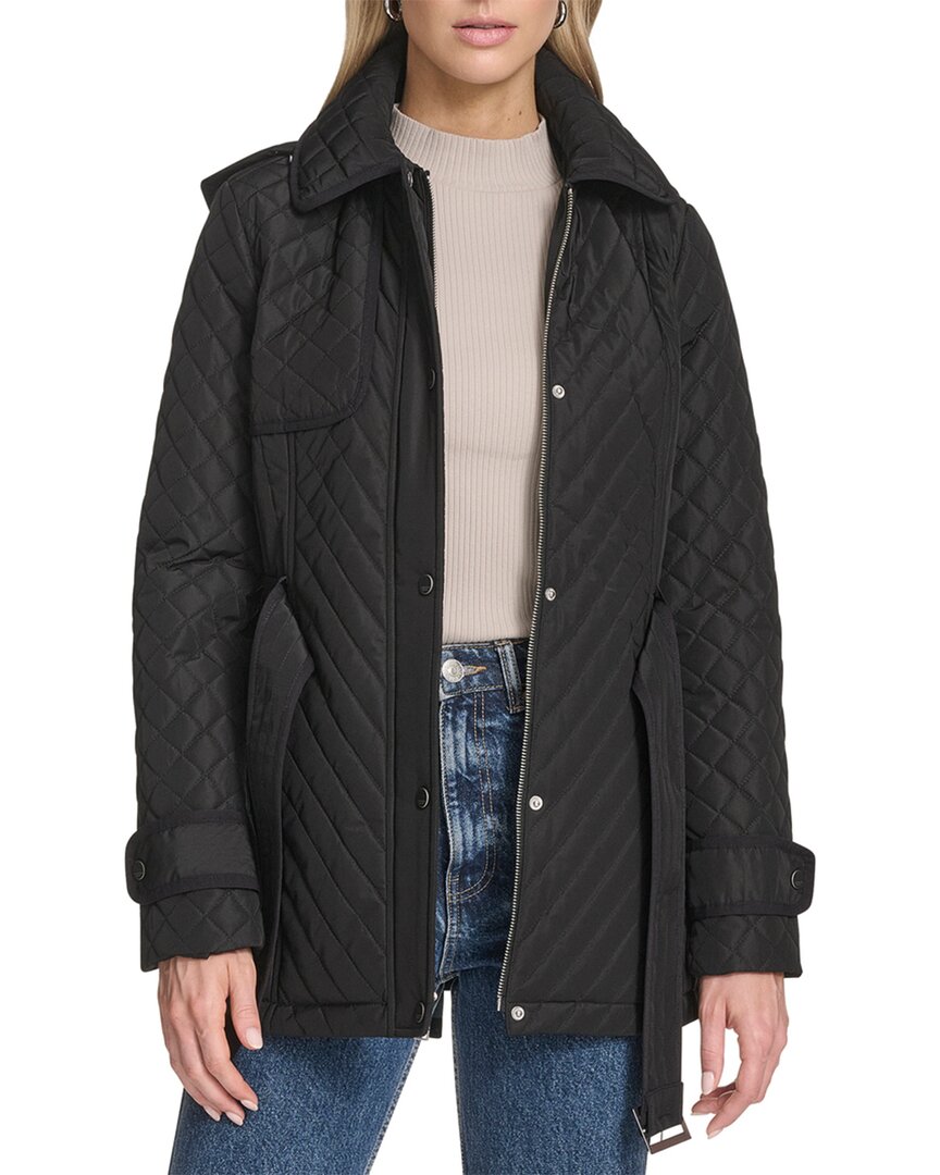 Andrew Marc Brinklee Belted Trench Coat In Black