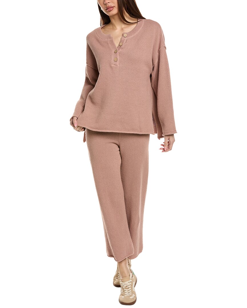 Free People 2pc Hailee Sweater & Pant Set In Brown
