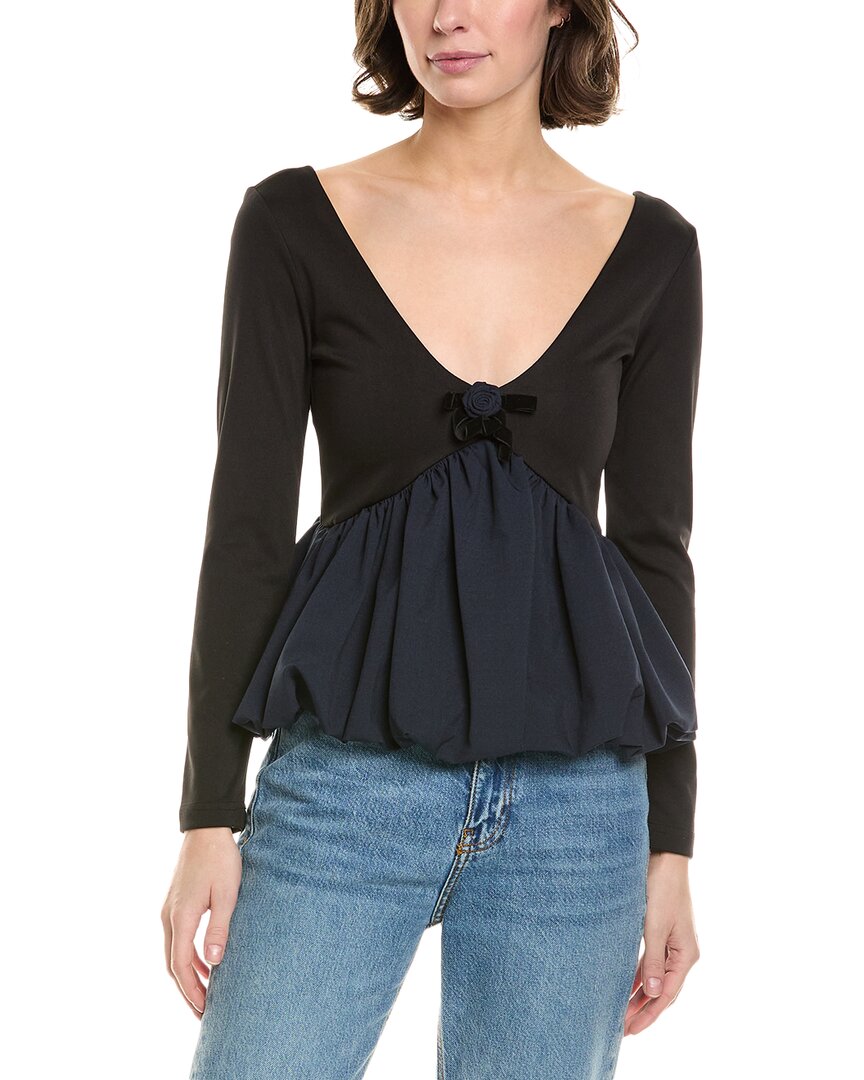 To My Lovers Bubble Hem Top In Black