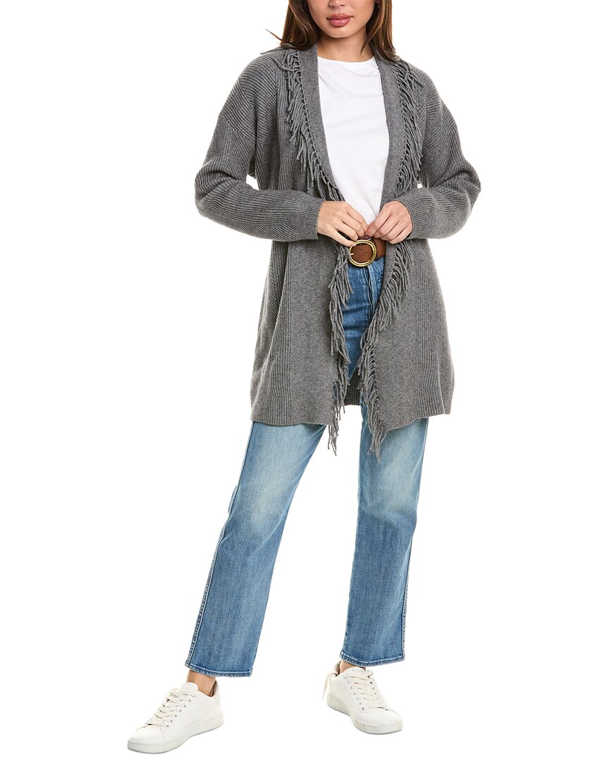 Splendid Cora Fringe Cardigan In Grey