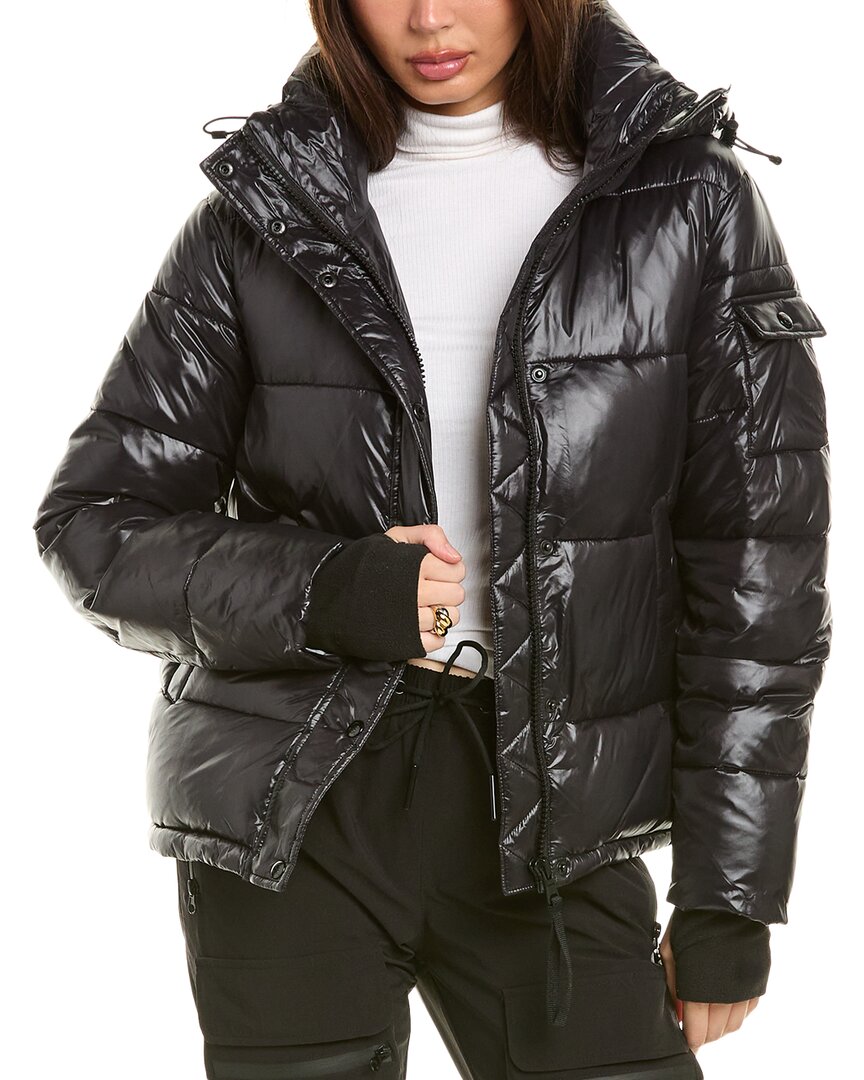 S13 Ella Gloss Straight Puffer Coat In Black