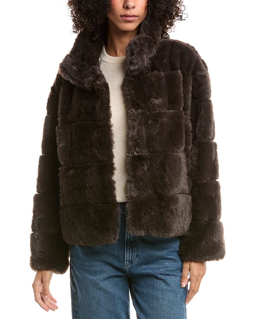Nvlt Eva Faux Fur Jacket In Brown