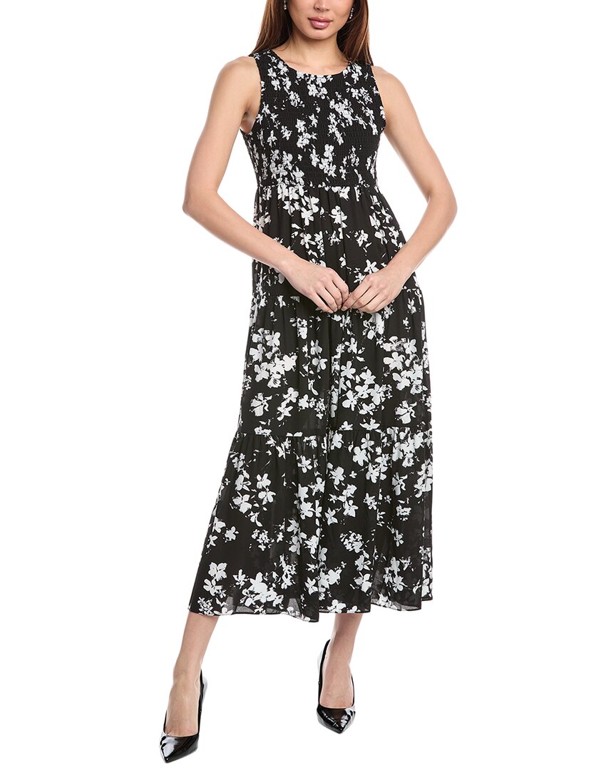 Anne Klein Petite Smocked Bodice Maxi Dress In Black