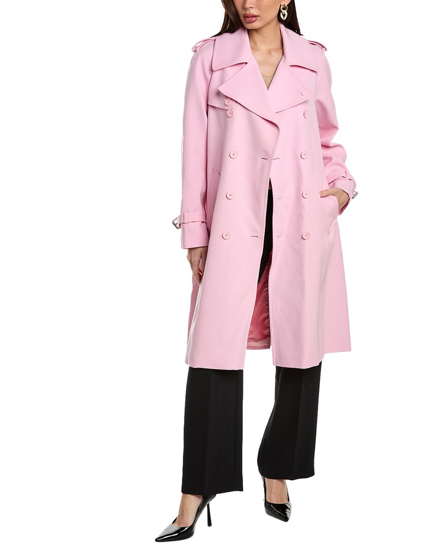 Michael Kors Collection Wool Trench Coat In Pink
