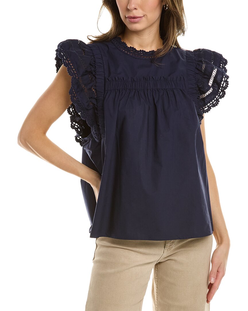 Sea Ny Rylee Crochet Top In Blue