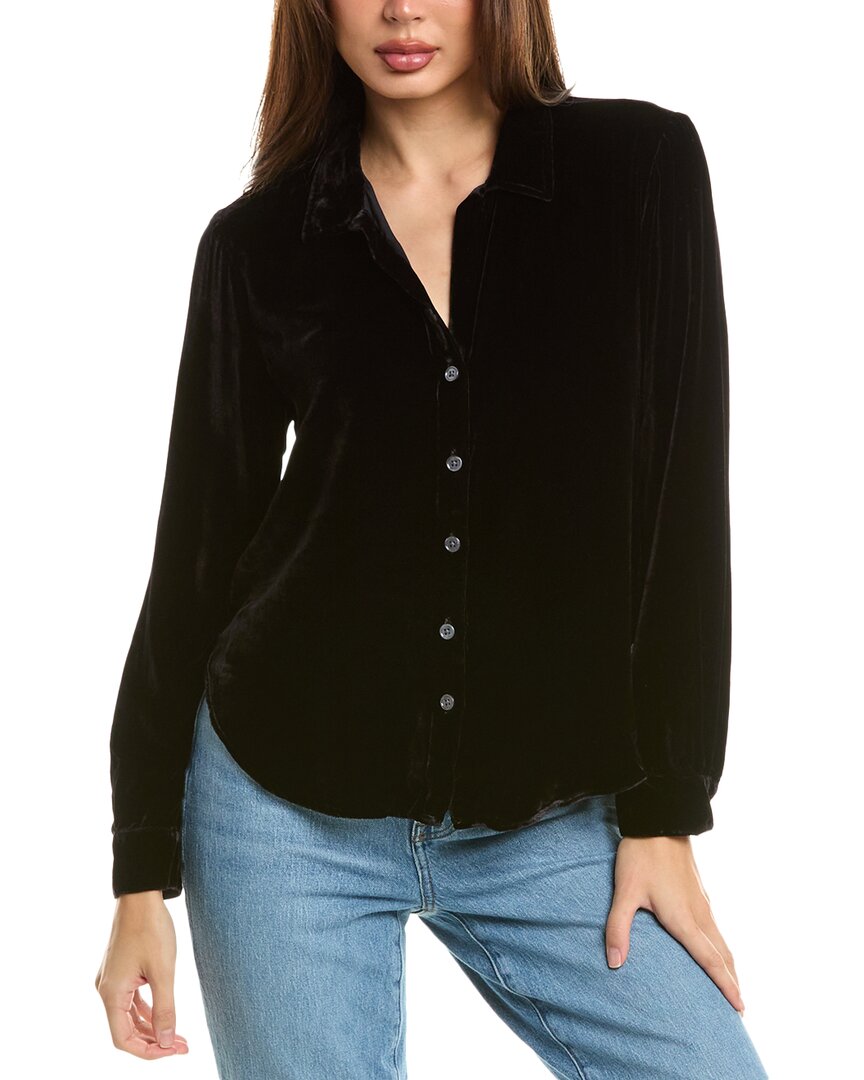 Bella Dahl Silk-blend Clean Shirt In Black