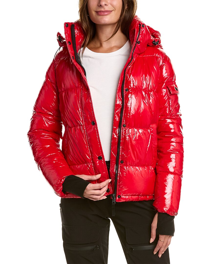 S13 Ella Lacquer Hooded Down Puffer Coat In Red | ModeSens