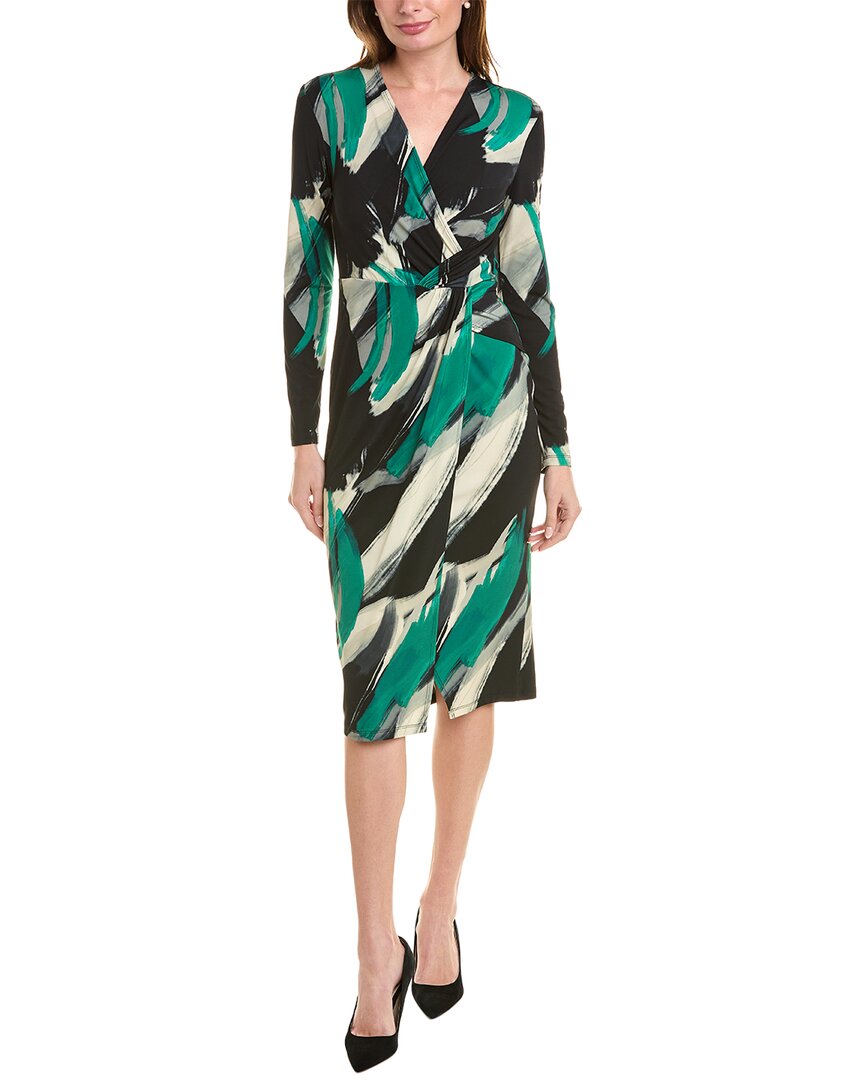 Joseph Ribkoff Abstract Print Wrap Dress In Black Multi In Black