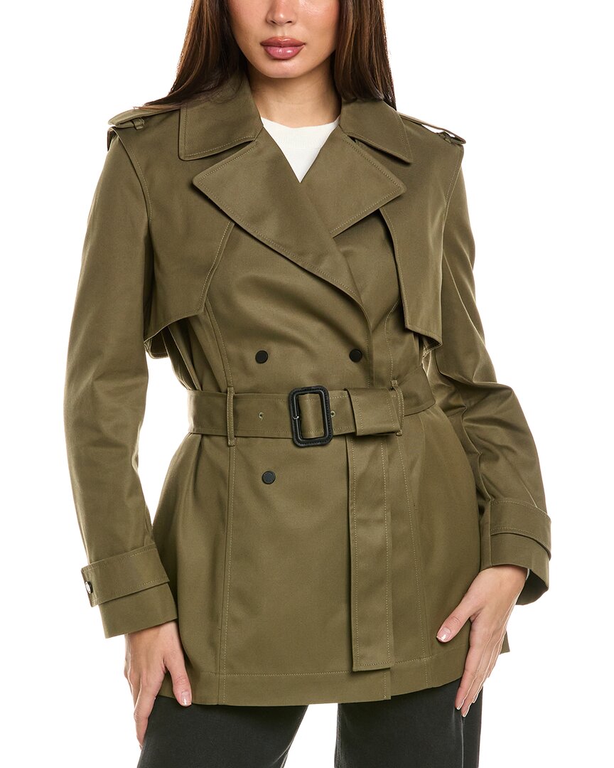 Mackage Adva Buckled Trench Coat In Green