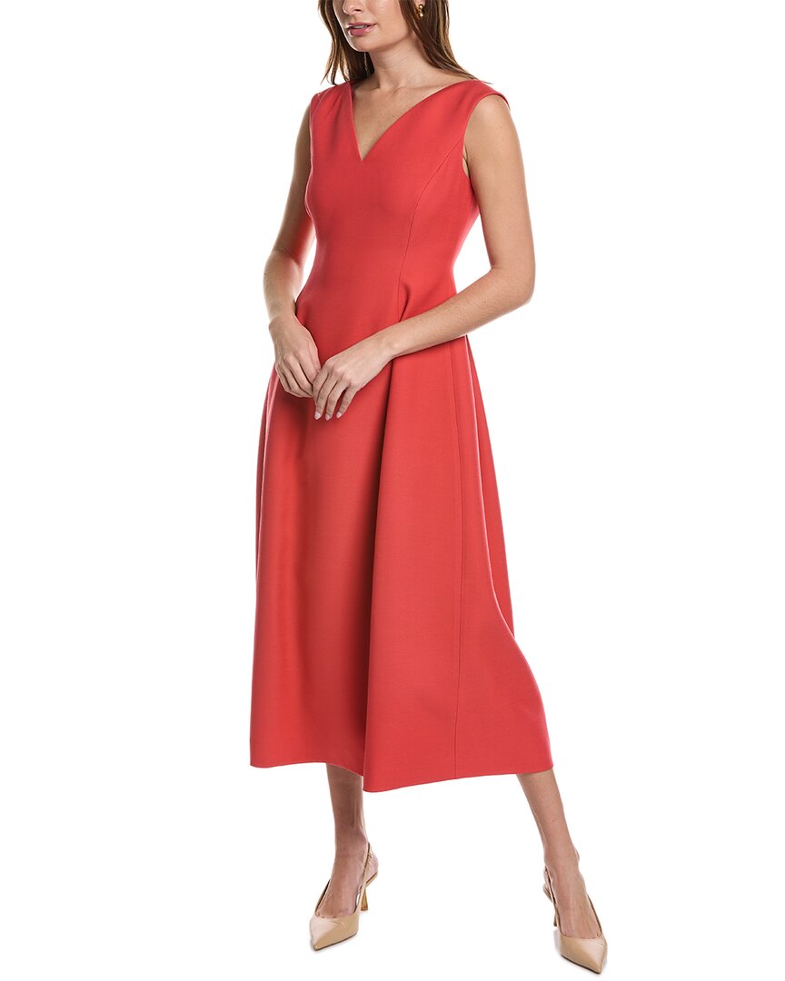 Lafayette 148 New York Portrait Neck Wool & Silk-blend Dress In Red