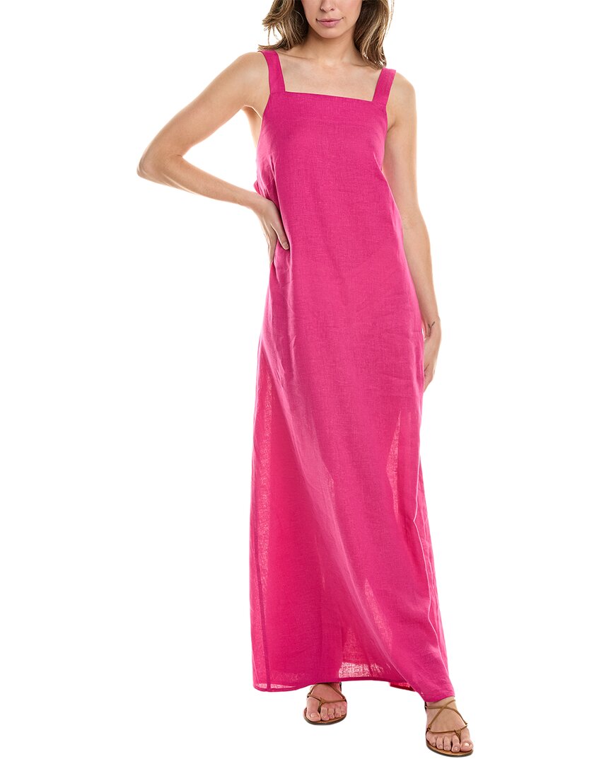 Lenny Niemeyer Crossed Strap Linen-blend Maxi Dress In Pink