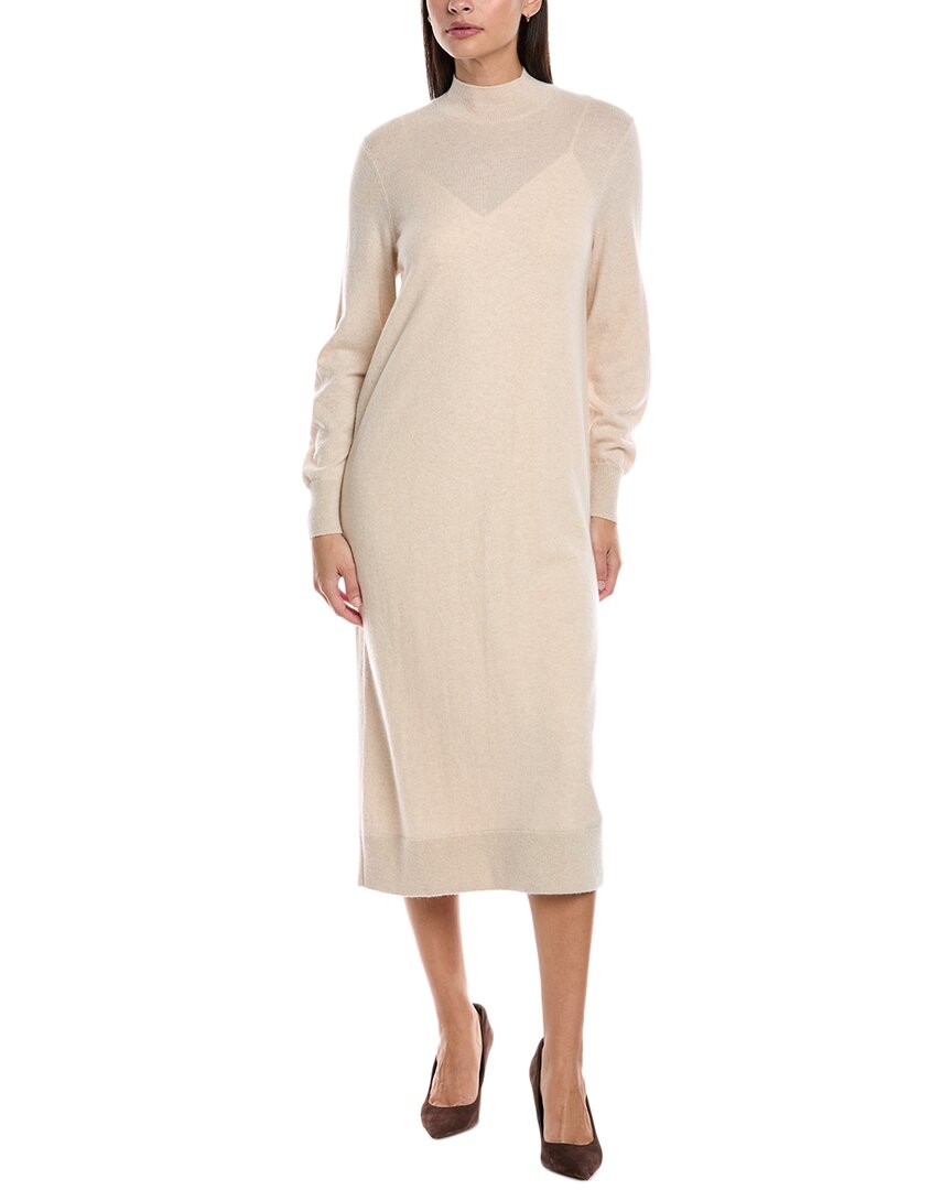 Lafayette 148 New York Mock Neck Cashmere-blend Sweaterdress In Neutral