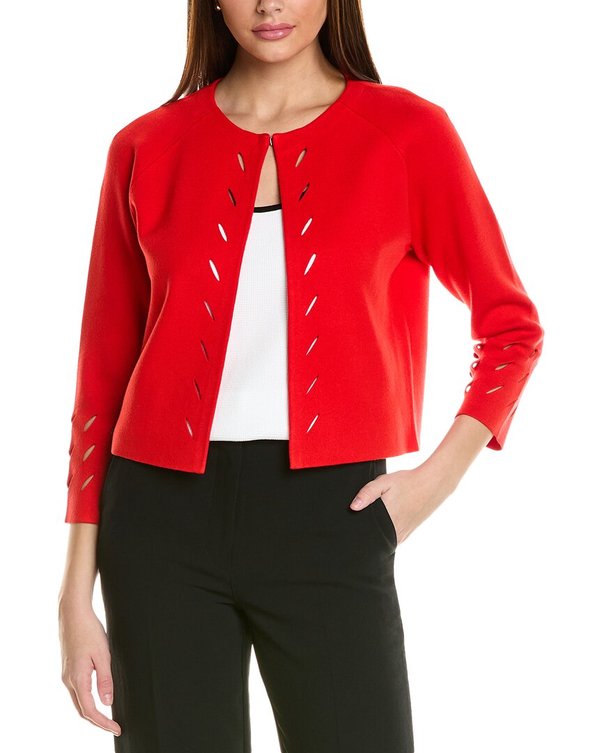 St John St. John Double Knit Jacket In Red