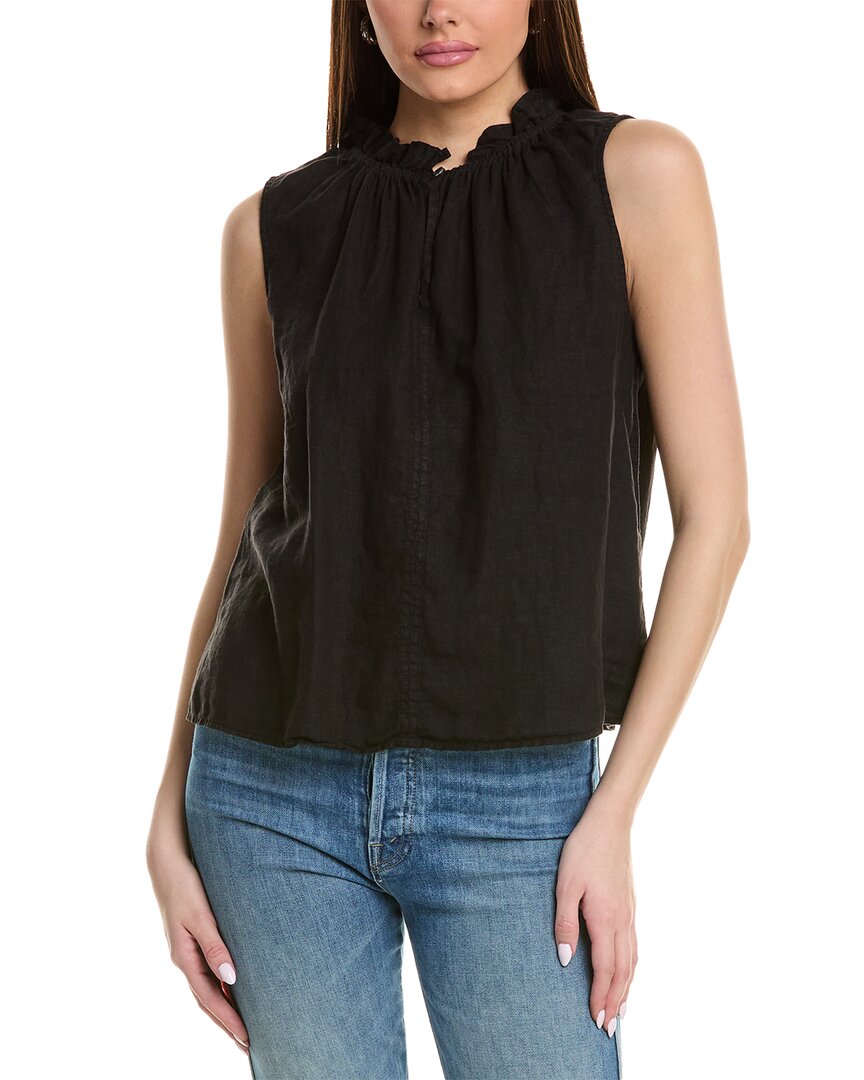 Shop Velvet By Graham & Spencer Masie Linen Blouse In Black