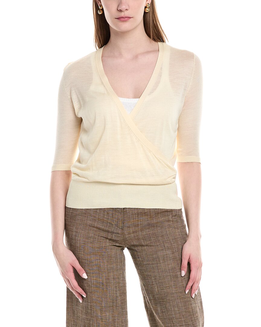 Lafayette 148 New York Wrap Silk Pullover In Yellow
