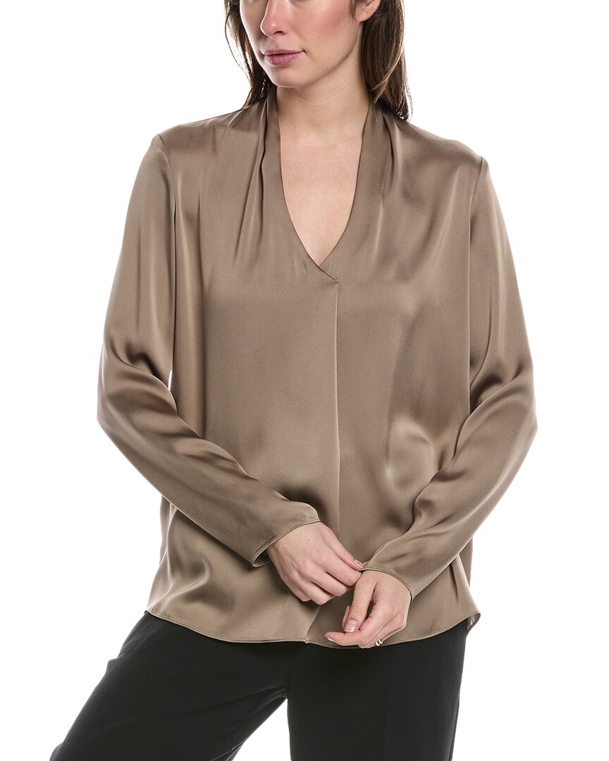 Joseph Ribkoff Front Pleat Top In Brown