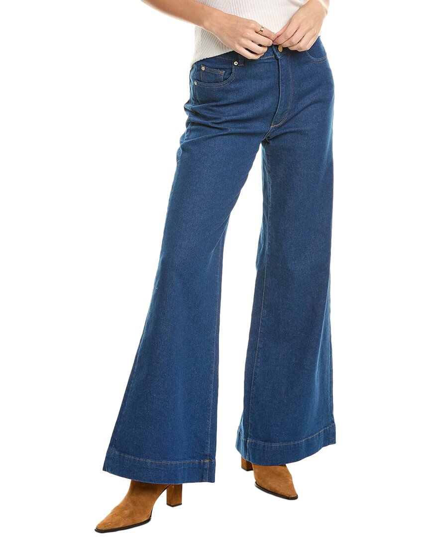 Dl1961 Hepburn Vibrant Rinse Wide Leg Jean In Blue