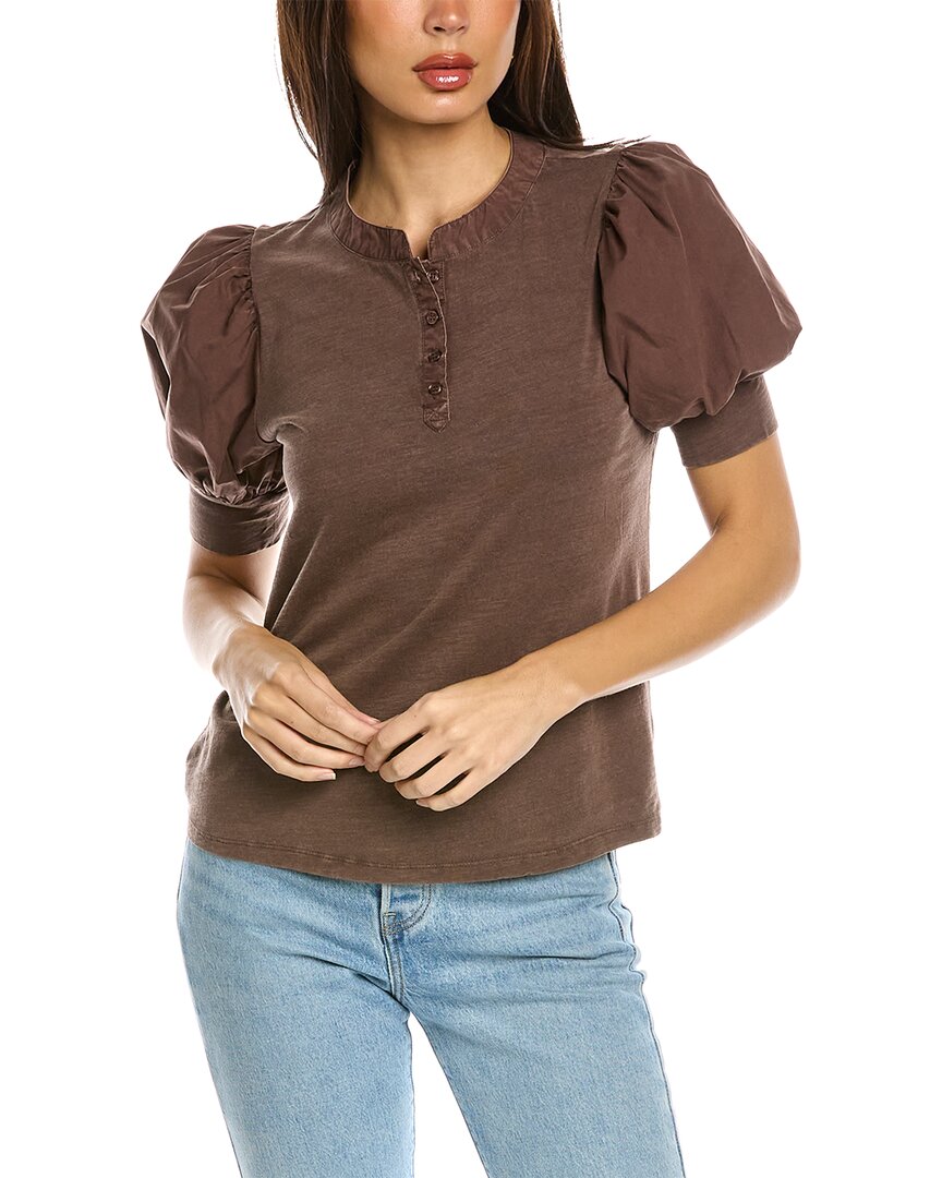 DESIGN HISTORY DESIGN HISTORY PUFF SLEEVE HENLEY SHIRT