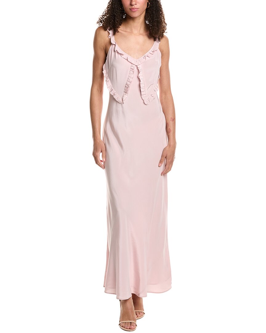 Joie Emer Ruffle Silk Gown In Purple