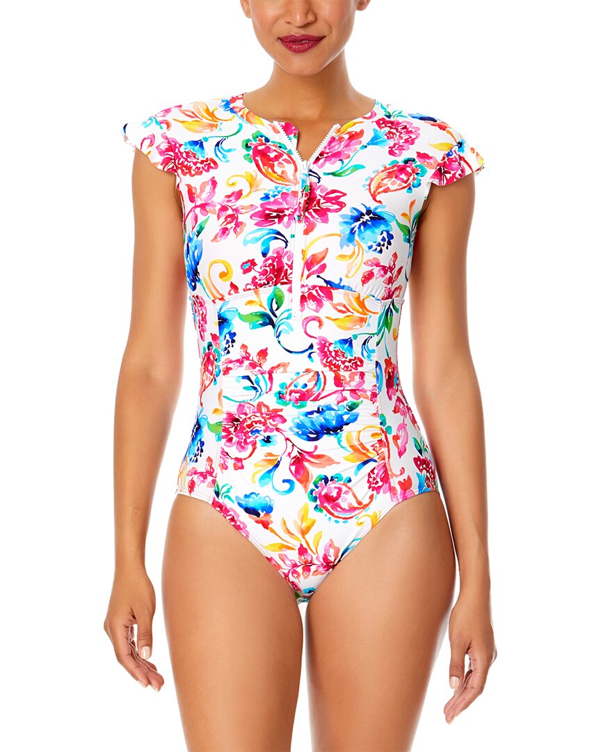 ANNE COLE ANNE COLE FLUTTER ZIP FRONT SUN SUIT