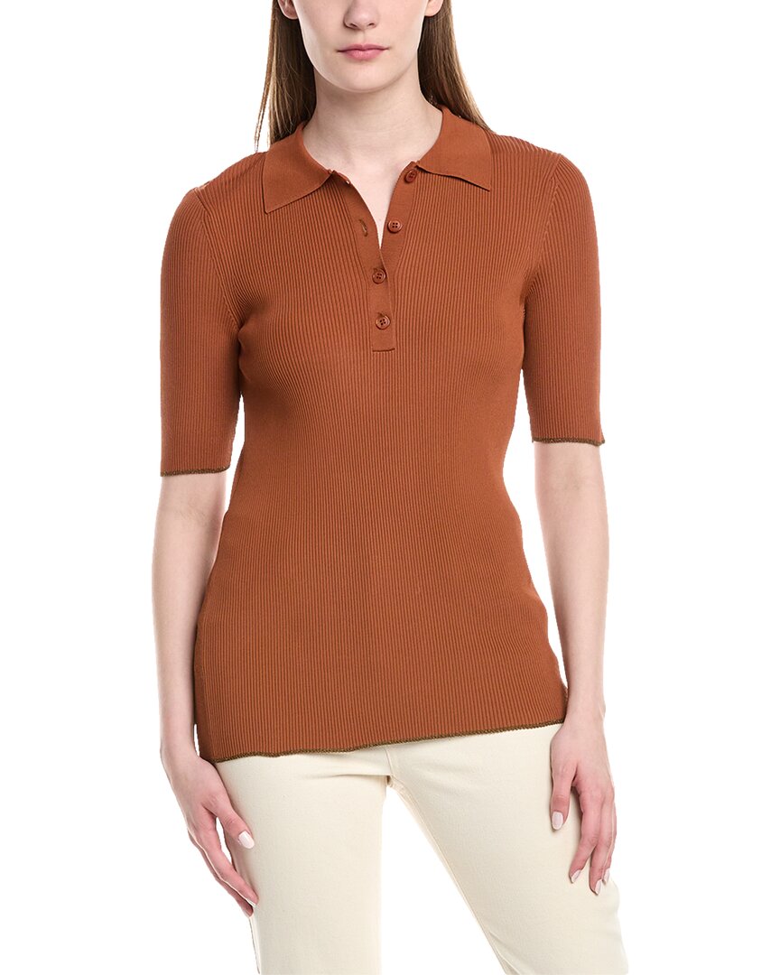 Lafayette 148 New York Polo Sweater In Brown