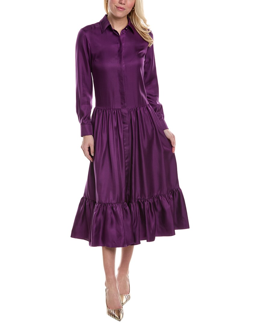 Max Mara Yard Silk Midi Dress In Purple