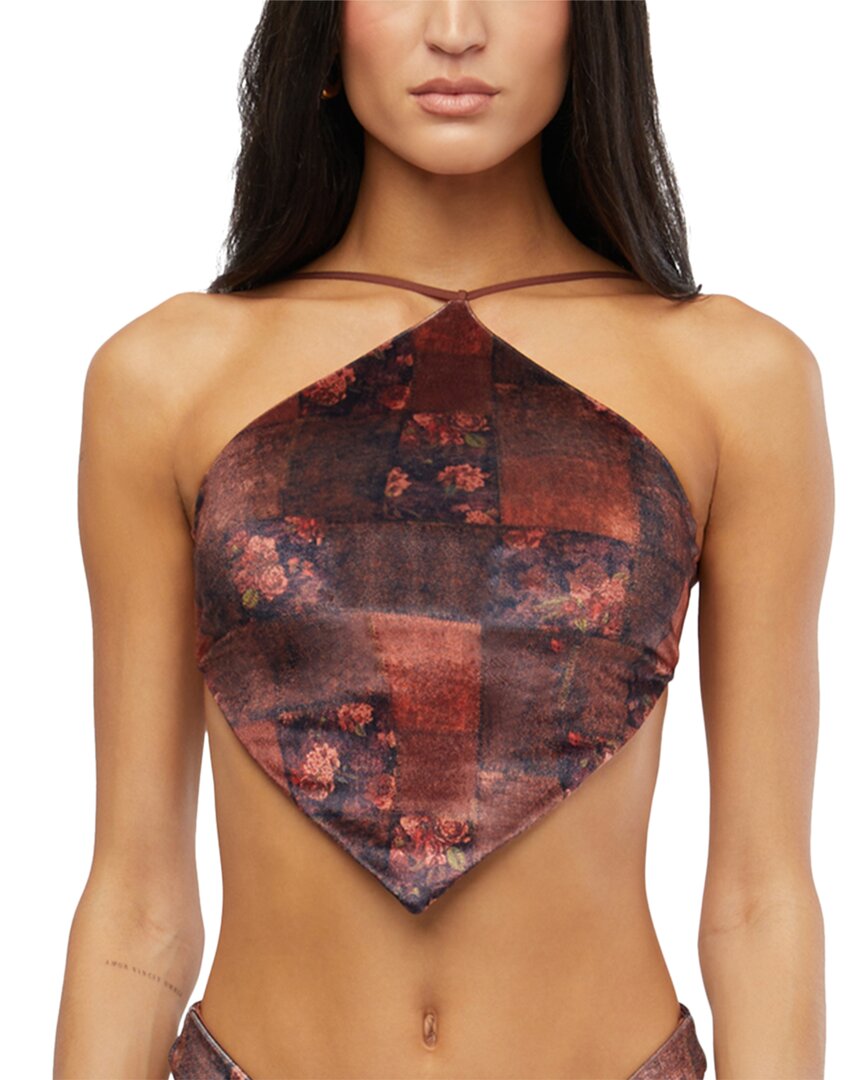 Weworewhat Velvet Bungee Bandana Bikini Top